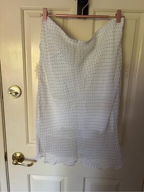 J. Crew White Slip Skirt with Black Dot Print
